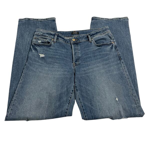 Express Conscious Edit Jeans Size 12 Long Relaxed Straight Low Rise Button Fly - Picture 4 of 16